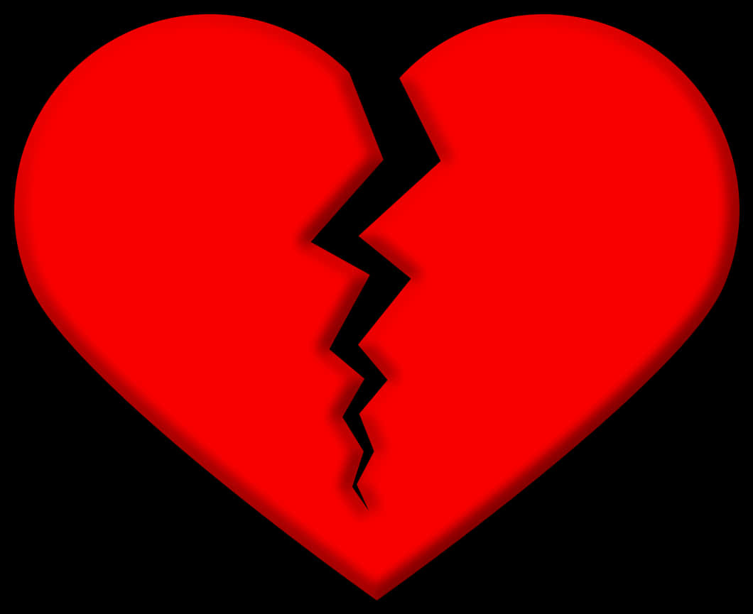 A Red Heart With A Crack In It PNG