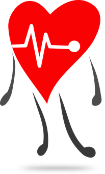 A Red Heart With A Heartbeat Line PNG