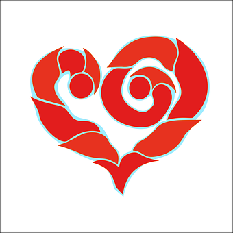 A Red Heart With A Swirly Design PNG