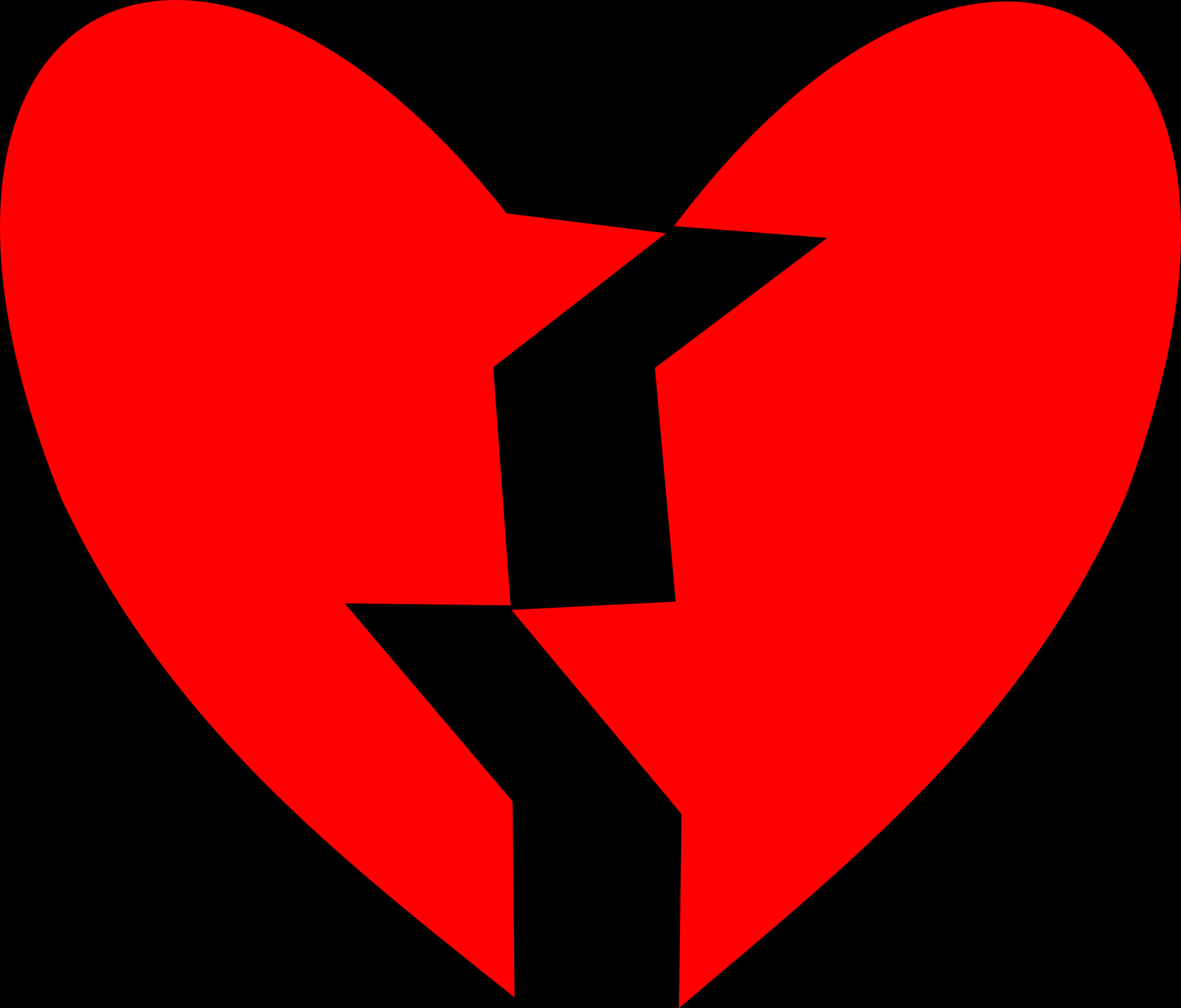A Red Heart With Black Lines PNG