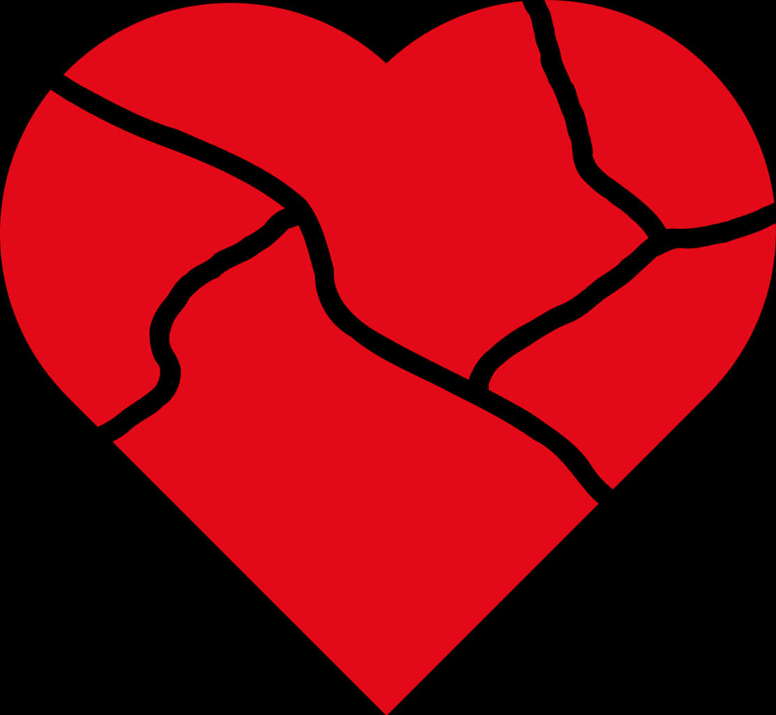 A Red Heart With Black Lines PNG