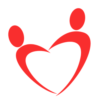 A Red Heart With People In It PNG