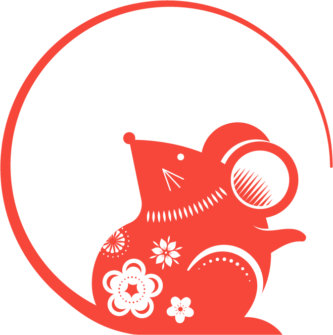 A Red Mouse With White Flowers And A Black Background PNG