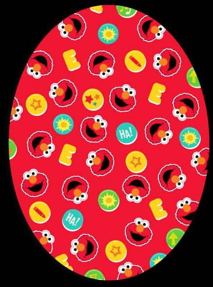 A Red Oval With Cartoon Characters PNG