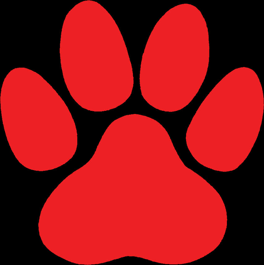 A Red Paw Print On A Black Background PNG