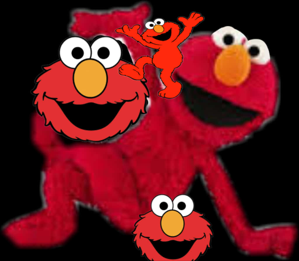 A Red Puppet With Cartoon Characters PNG