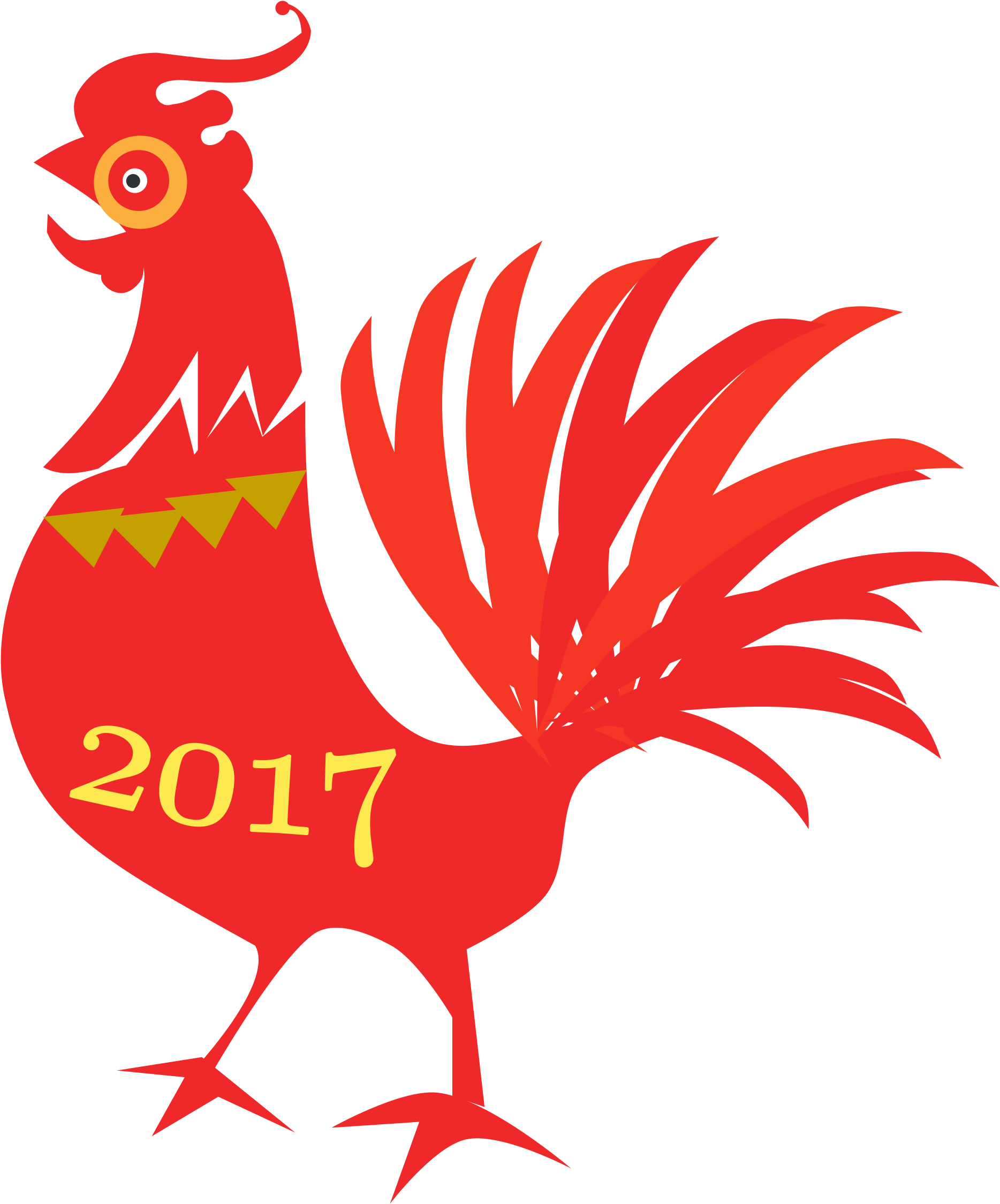 A Red Rooster With Yellow Numbers PNG