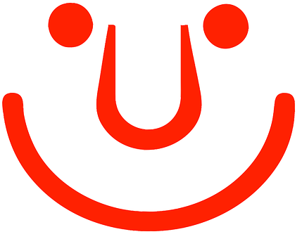 A Red Smiley Face With Two Dots PNG