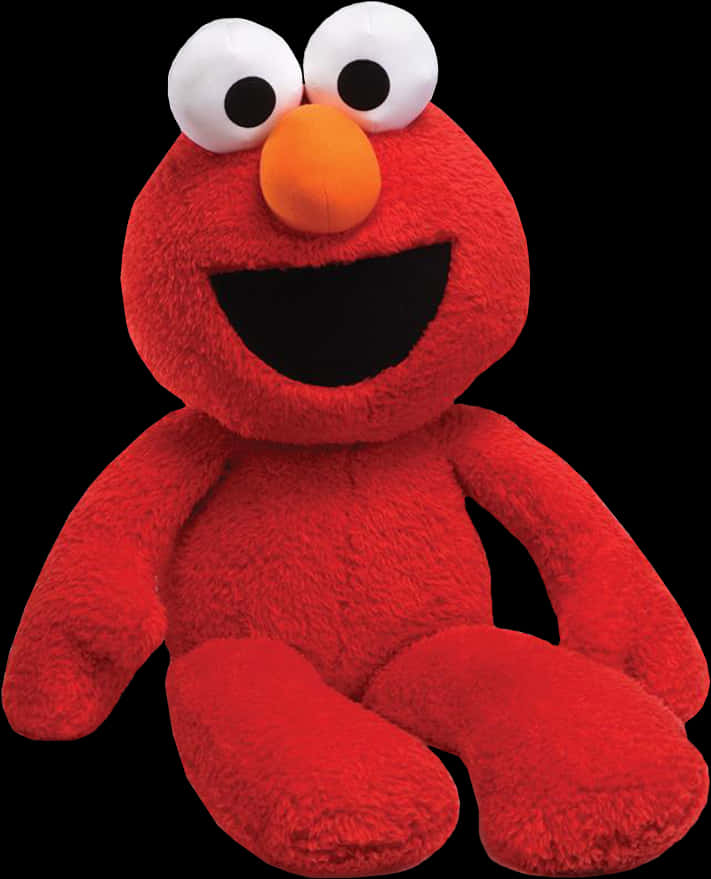 A Red Stuffed Animal With A Black Background PNG