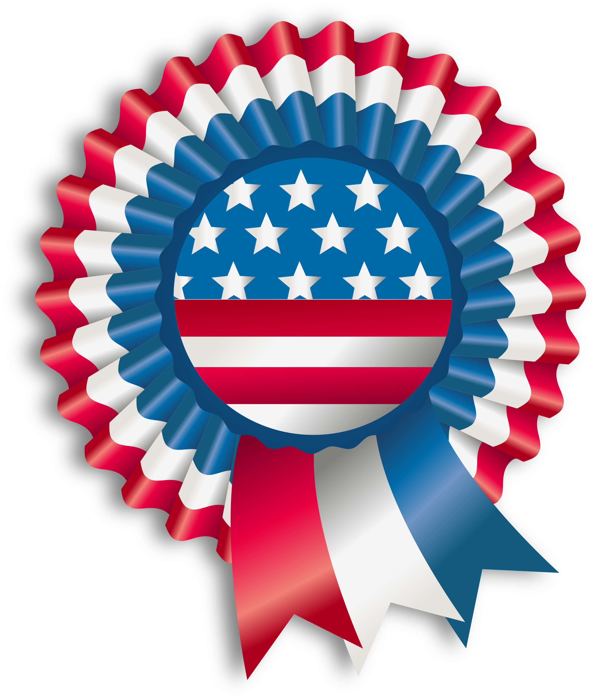 A Red White And Blue Ribbon With A Flag