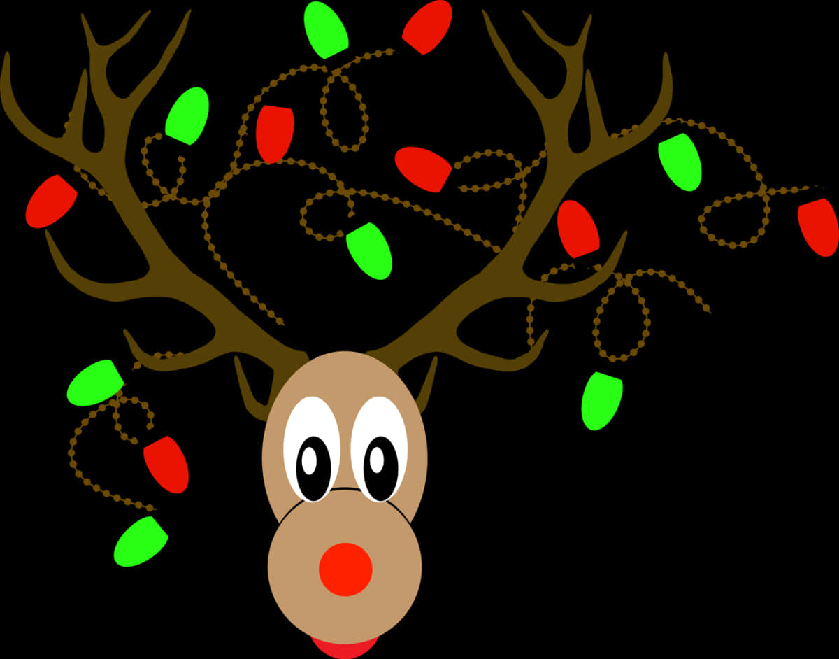 A Reindeer With Lights On It PNG
