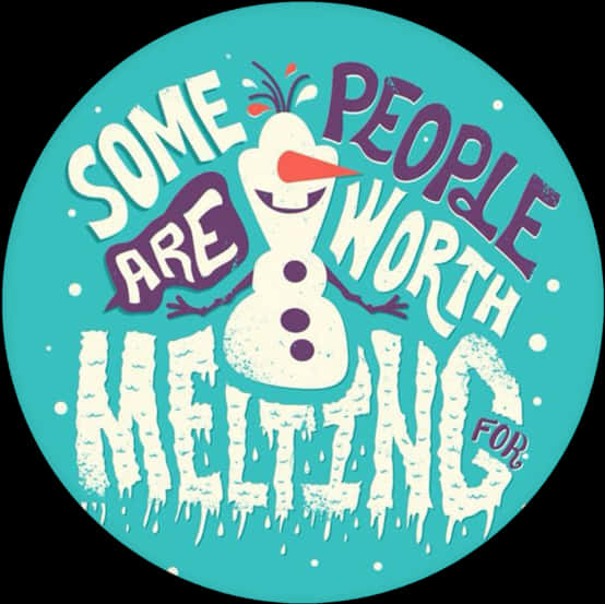A Round Blue Sign With A Snowman And Text PNG
