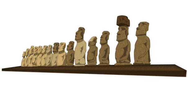 A Row Of Stone Statues PNG