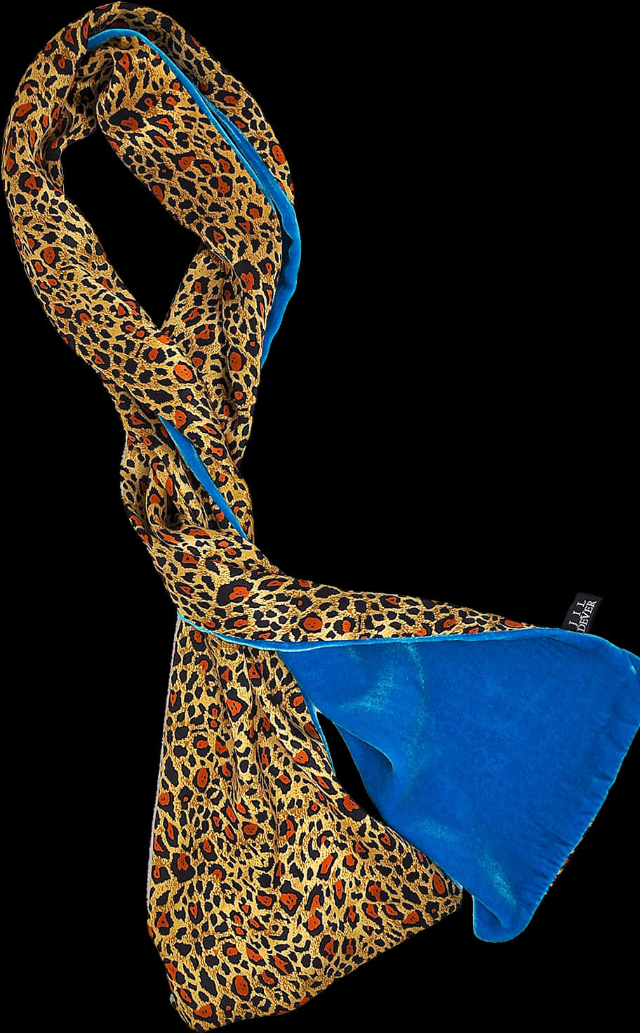 A Scarf With Leopard Print And Blue Trim PNG