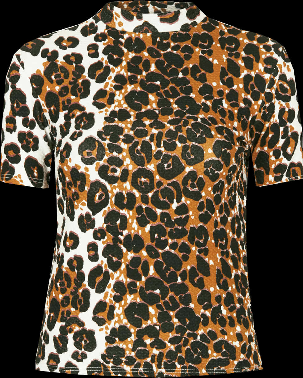 A Shirt With A Black And Brown Animal Print PNG