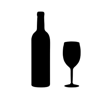 A Silhouette Of A Bottle And A Glass PNG