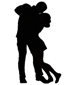 A Silhouette Of A Couple Hugging PNG
