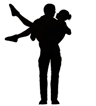 A Silhouette Of A Man Holding A Child PNG