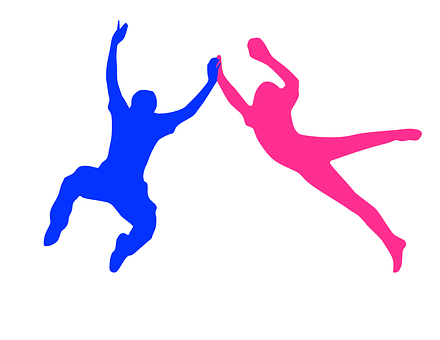 A Silhouettes Of People Jumping PNG