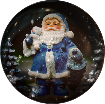 A Snow Globe With A Santa Claus Holding A Teddy Bear PNG