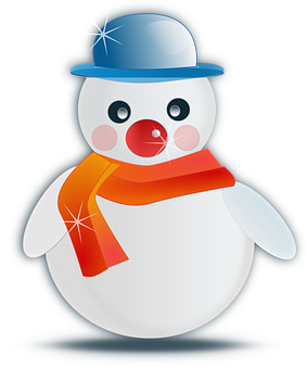 A Snowman Wearing A Hat And Scarf PNG