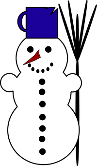 A Snowman With A Blue Hat And Red Nose