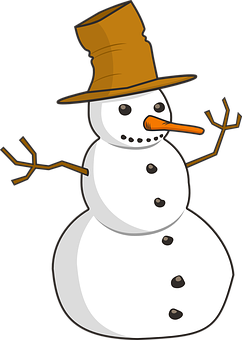 A Snowman With A Hat And A Carrot Nose