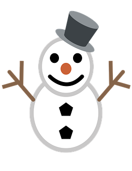 A Snowman With A Hat And Brown Antlers PNG
