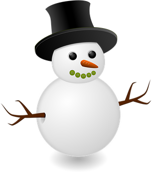 A Snowman With A Hat And Carrot PNG