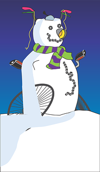 A Snowman With A Hat And Scarf PNG