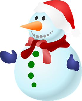 A Snowman With A Hat And Scarf PNG