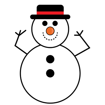 A Snowman With A Red Hat And Nose PNG
