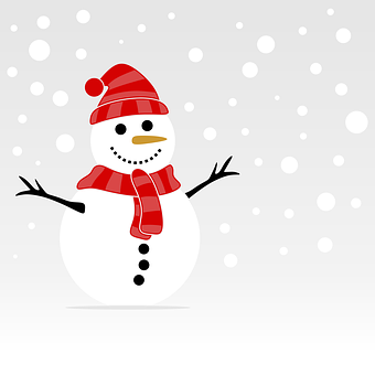 A Snowman With A Red Hat And Scarf PNG