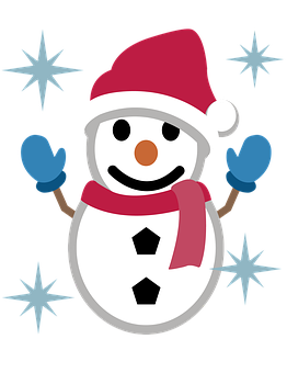 A Snowman With A Scarf And Mittens PNG