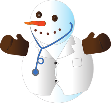 A Snowman With A Stethoscope And Gloves