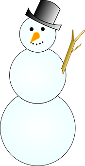 A Snowman With A Stick