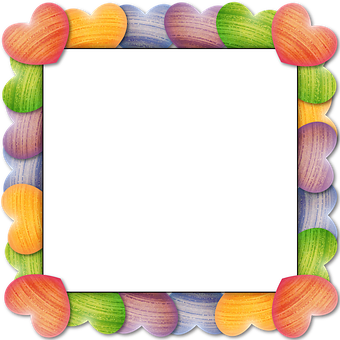 A Square Frame Of Colorful Hearts