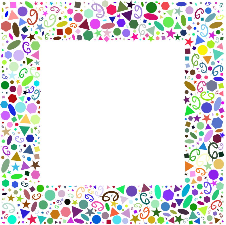 A Square Frame With Colorful Shapes PNG