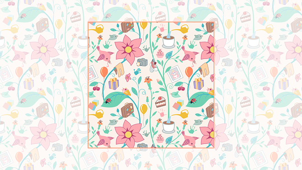 A Square Pattern Of Flowers And Plants