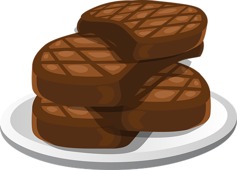 A Stack Of Brown Meat On A White Plate PNG
