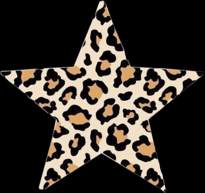A Star With Leopard Skin Pattern PNG