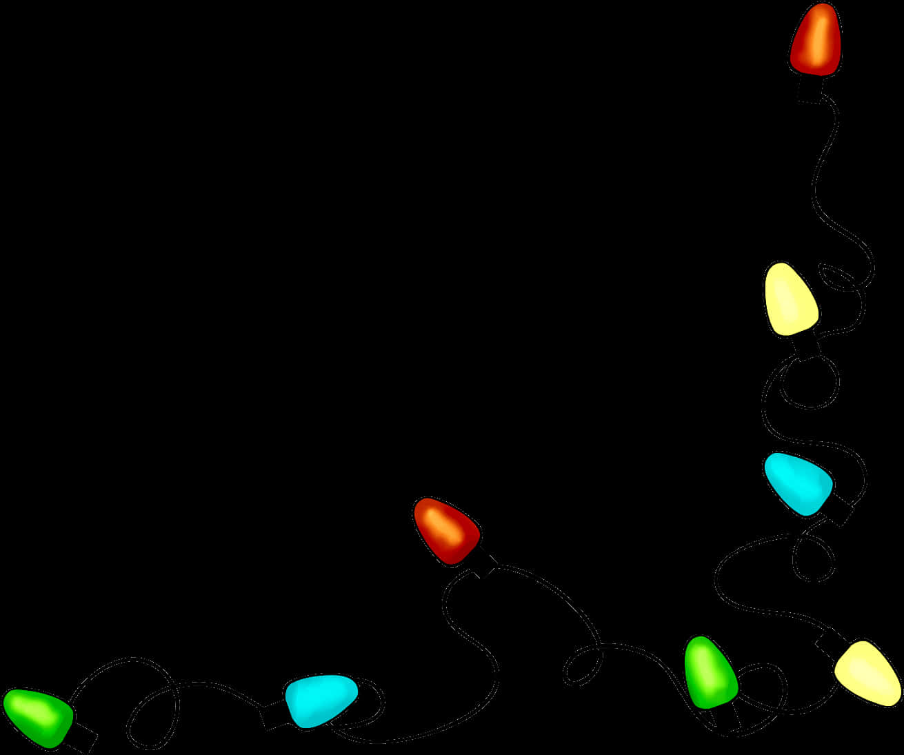 A String Of Lights On A Black Background PNG