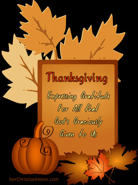 A Thanksgiving Card With Pumpkin And Leaves PNG