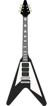 A White And Black Guitar PNG