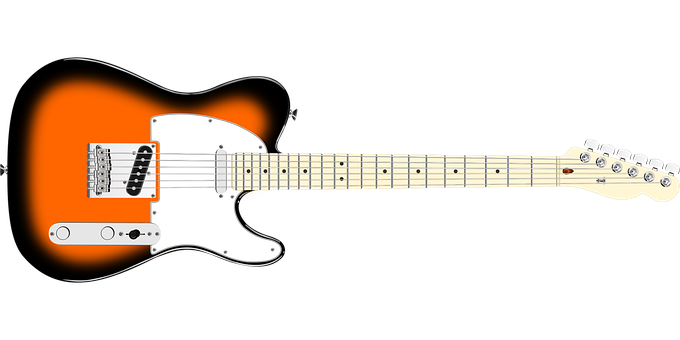 A White And Orange Electric Guitar PNG