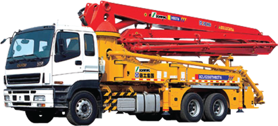 A White And Red Truck With A Crane