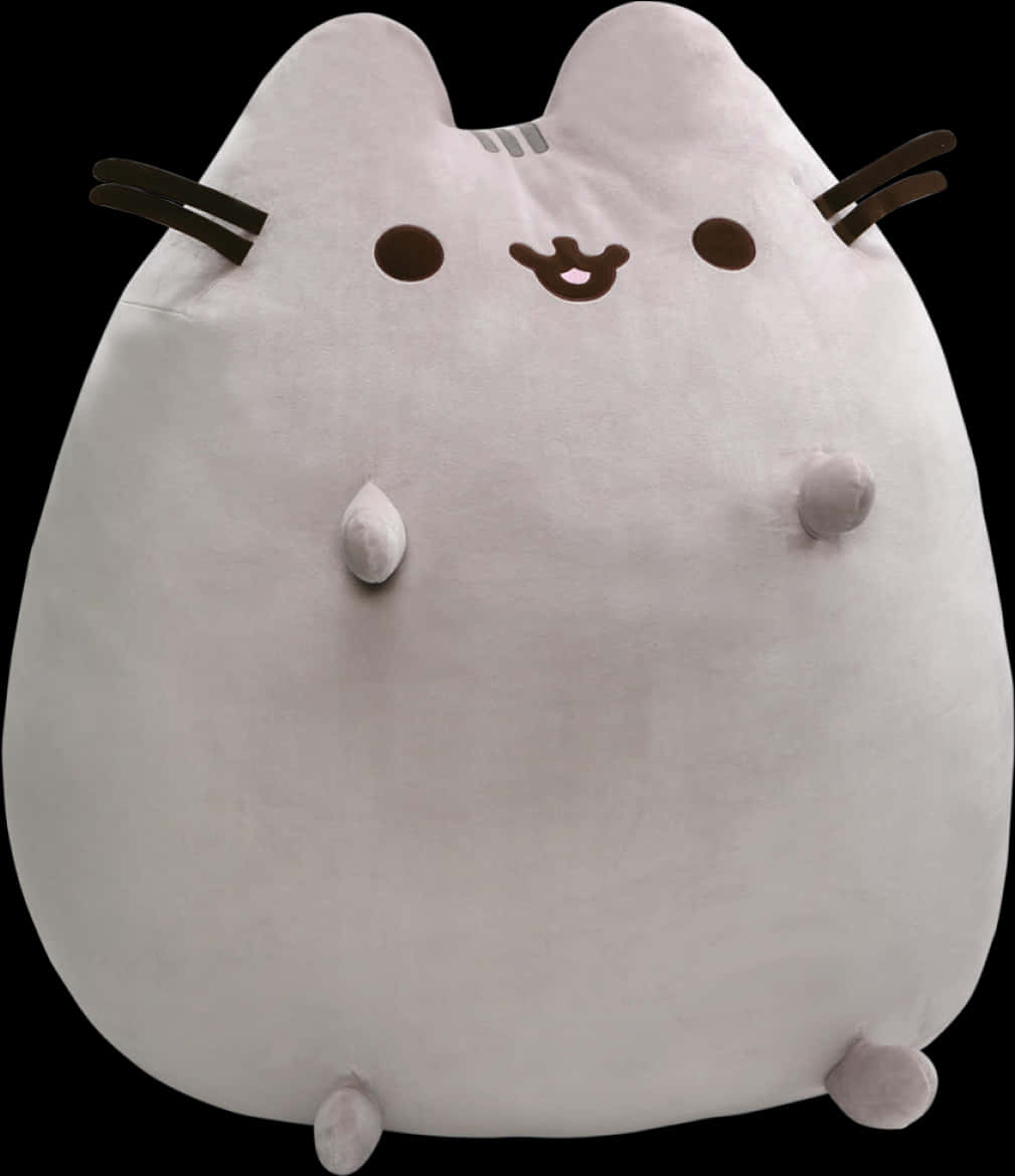 A White Cat Pillow With A Black Background PNG