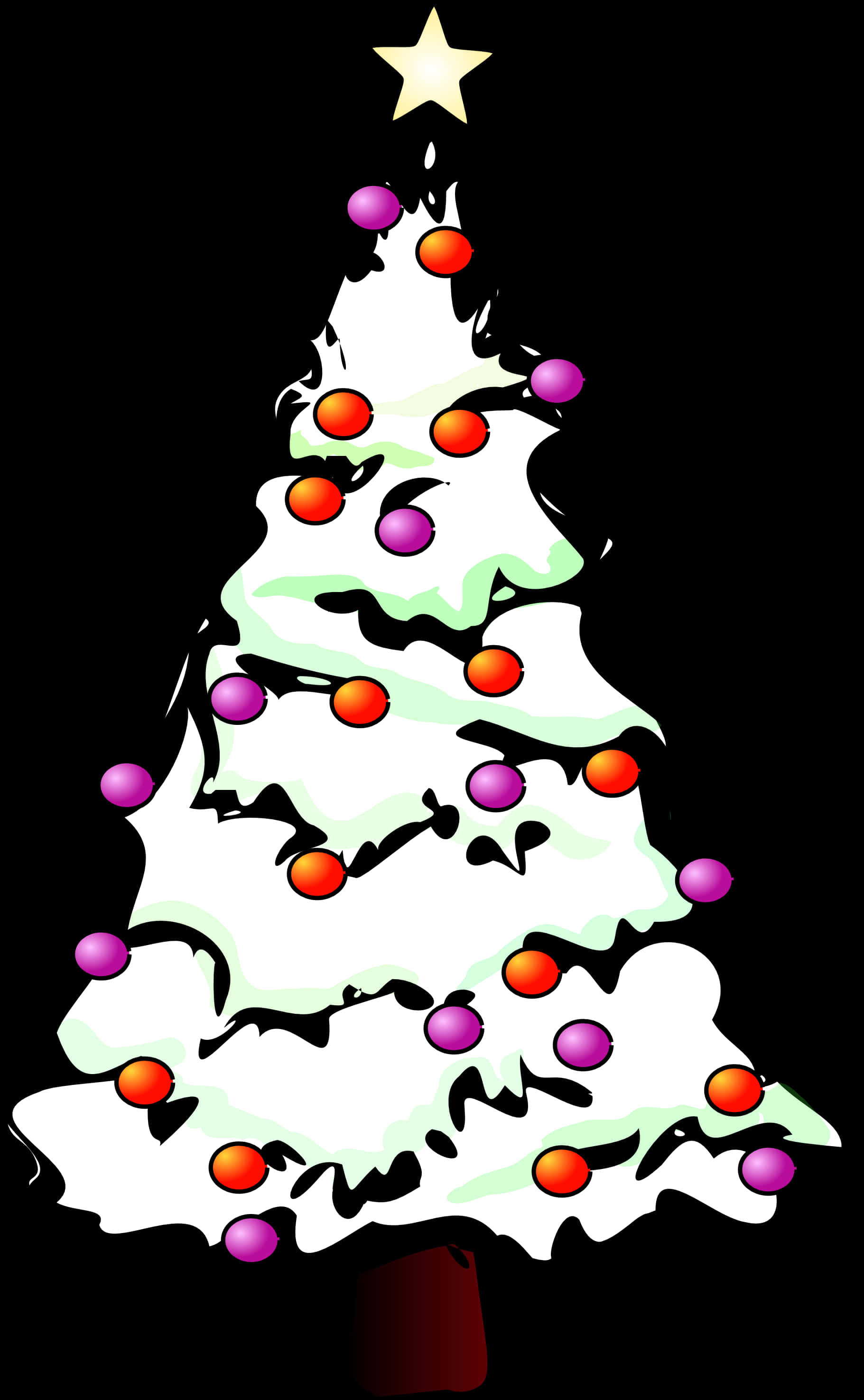 A White Christmas Tree With Colorful Balls PNG