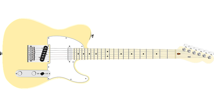 A White Electric Guitar With Black Background PNG
