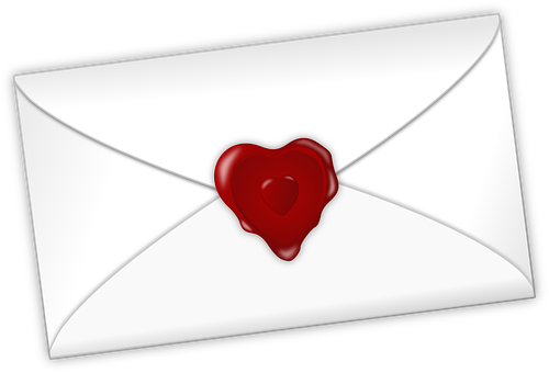 A White Envelope With A Red Heart Wax Seal PNG